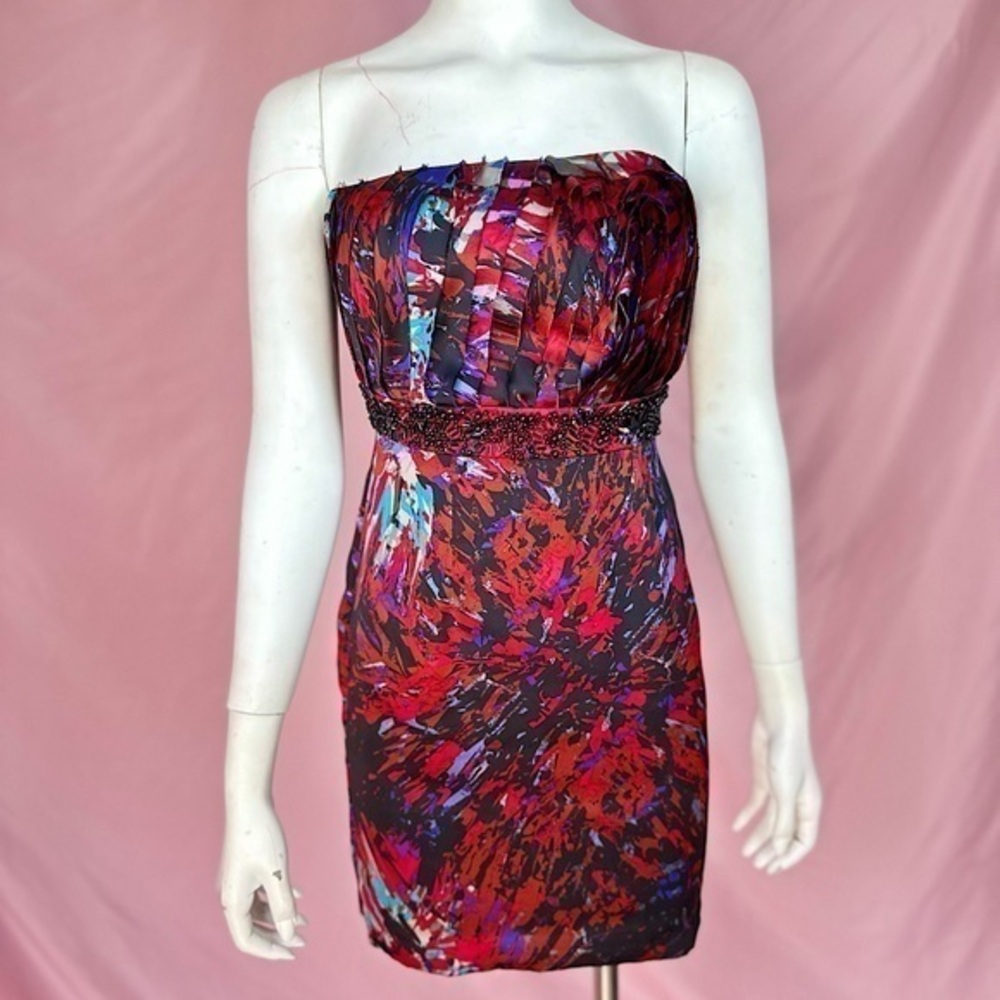 🅽🅴🆆 BCGBGeneration strapless beaded red black mini dress, size 0
